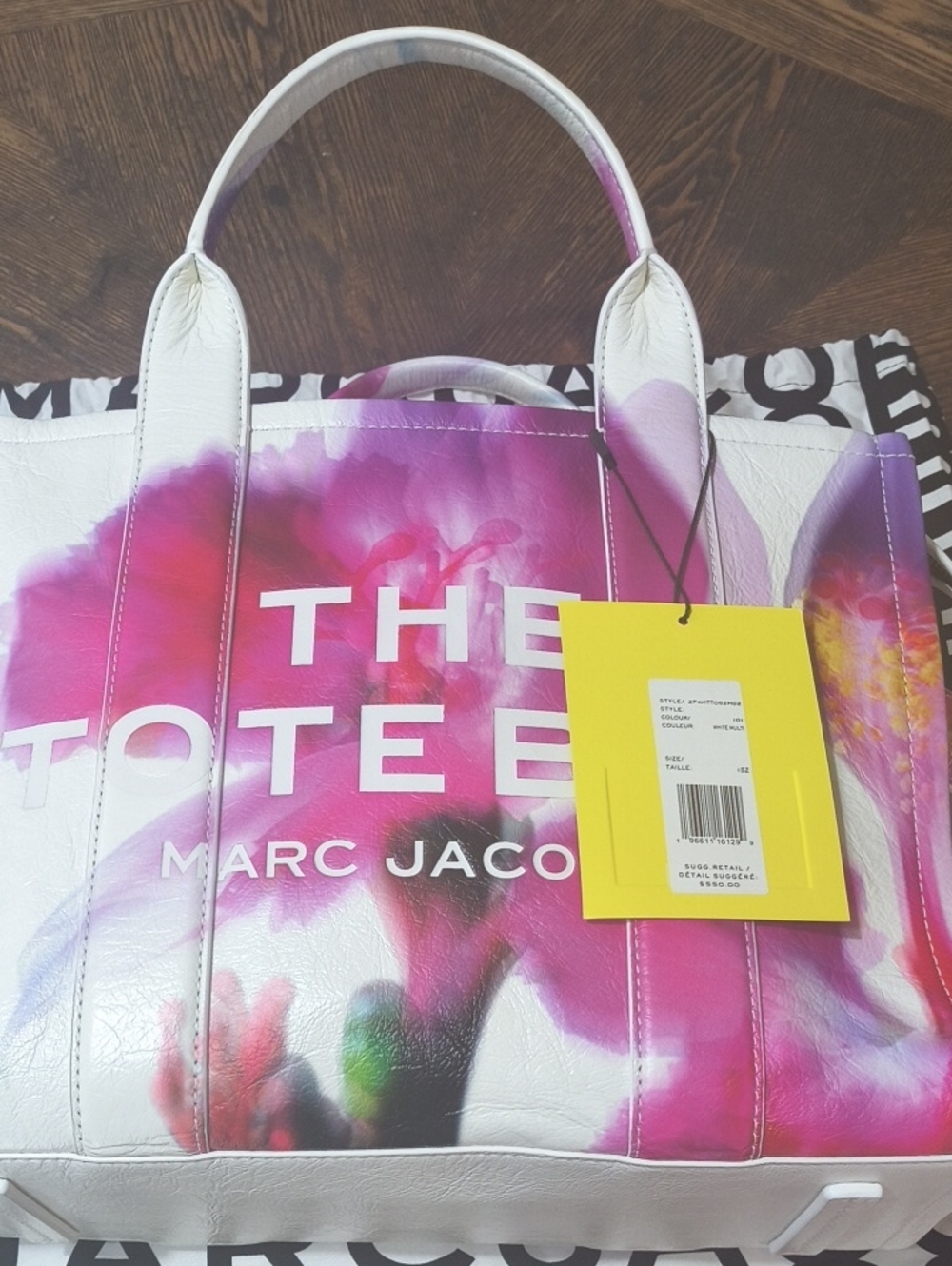 Marc Jacobs FUTURE FLORAL MEDIUM Leather Tote with Pink and Purple Floral Print - Picture 7 of 9